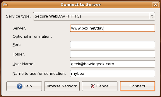 Connect to Server Dialog