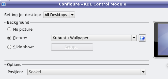 KDE Background Configuration