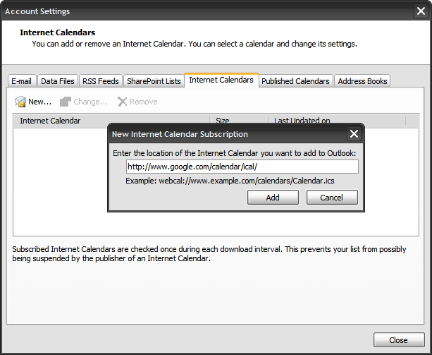 View Your Google Calendar in Outlook 2007