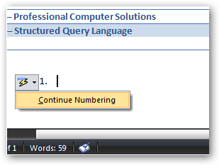 Use Smart Tags in Word 2007 to Resume Numbered Lists