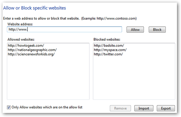 Use Parental Controls to Filter Websites in Windows Vista