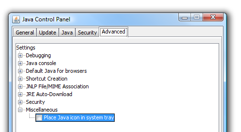 Remove the Java Icon From the System Tray