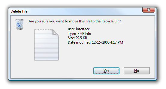Disable Delete Confirmation Dialog in Windows 7 or Vista