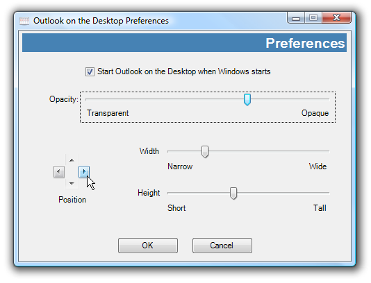 Pin Microsoft Outlook to the Desktop Background