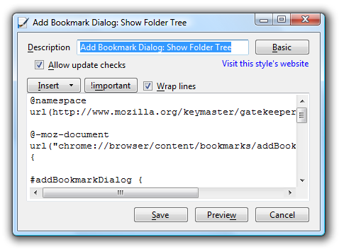 Expand the Add Bookmark Dialog in Firefox by Default