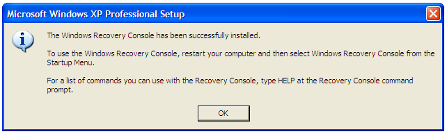 Install Recovery Console as a Boot Menu Option on Windows XP