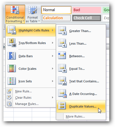 Use Conditional Formatting to Find Duplicate Data in Excel 2007