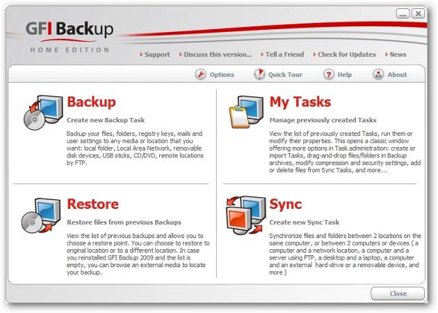 GFI Backup Home Edition is a Free Data Backup Utility for Windows