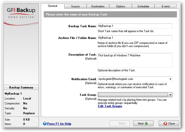GFI Backup Home Edition is a Free Data Backup Utility for Windows