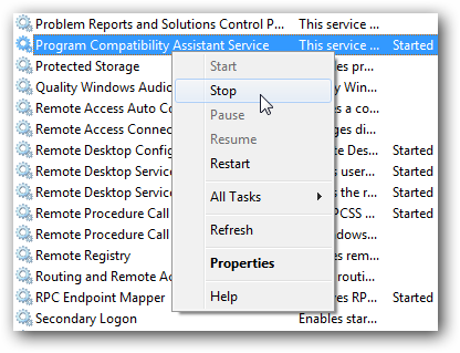 Disable Program Compatibility Assistant in Windows 7 and Vista