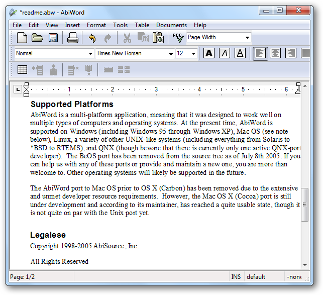 AbiWord is a Free Word Processor for Windows, Linux, and Mac