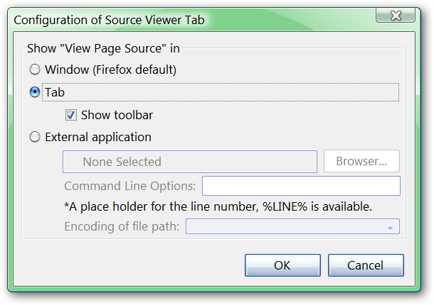 View Webpage Source Code in Tabs in Firefox