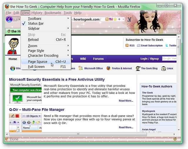 View Webpage Source Code in Tabs in Firefox