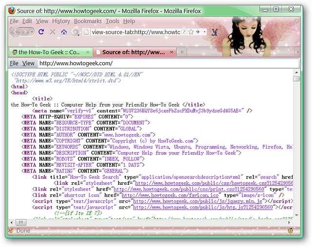 View Webpage Source Code in Tabs in Firefox