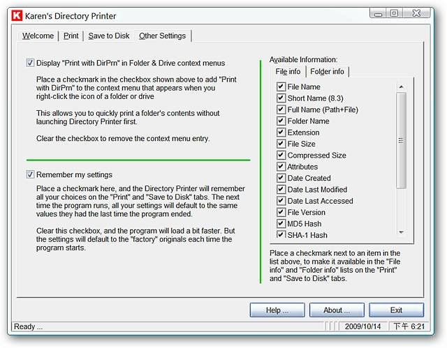 Print Detailed Directory Information with Karen’s Directory Printer