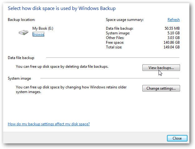 How To Manage Hard Drive Space Used by Windows 7 Backup and Restore