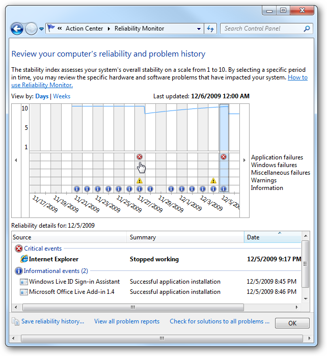 Troubleshoot Computer Problems with Reliability Monitor in Windows 7