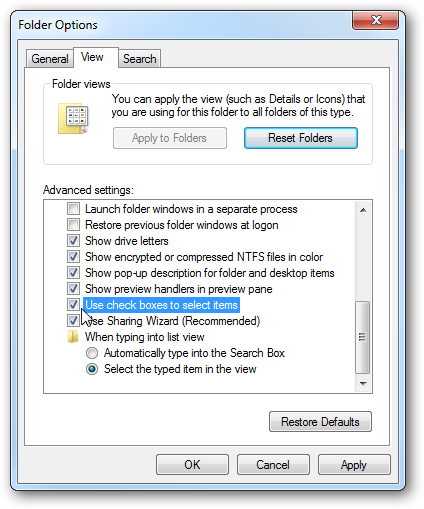 How To Enable Check Boxes for Items In Windows 7