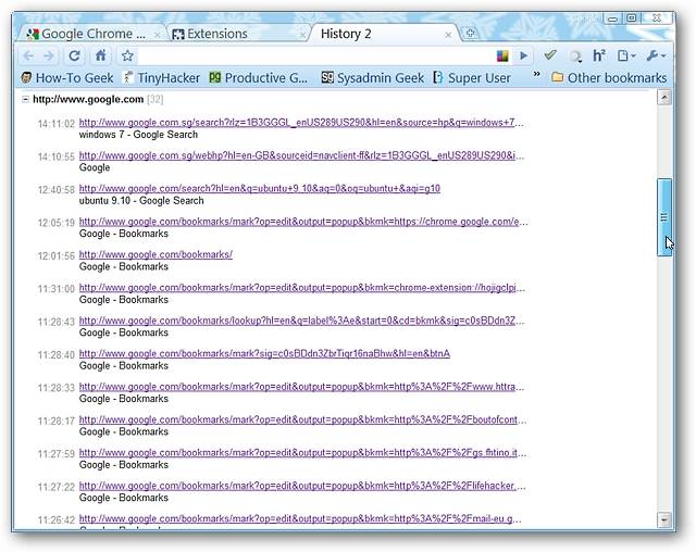 View Browser History Based on Host & Date in Chrome
