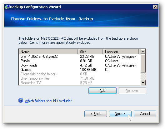 Configure Your Computer to Backup to Windows Home Server