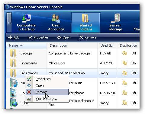 How to Add and Manage Shared Folders on Windows Home Server