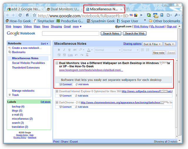 Add Notes to Google Notebook from Chrome