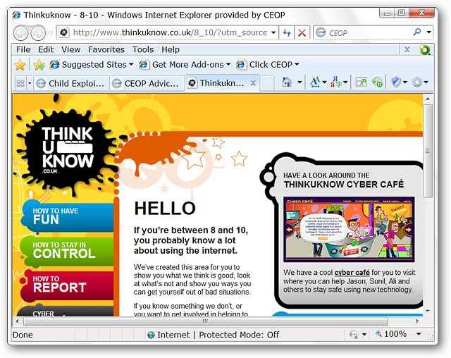 Help Protect Your Children with the CEOP Enhanced Internet Explorer 8