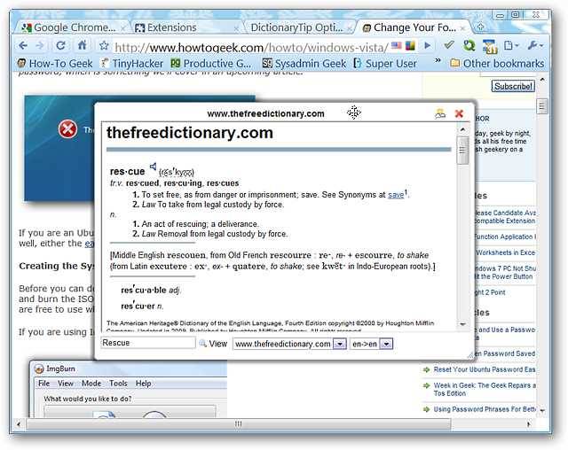 View Word Definitions in Google Chrome with DictionaryTip