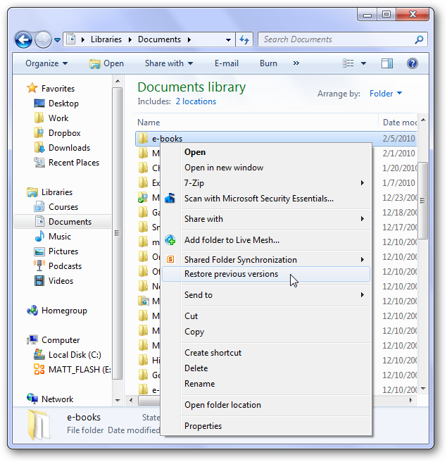 Restore Previous Versions of Files in Every Edition of Windows 7