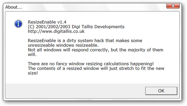 Oracle Window Resize Turn Non-Resizeable Windows into Resizeable Windows