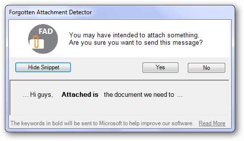 Never Forget to Send an Email Attachment in Outlook