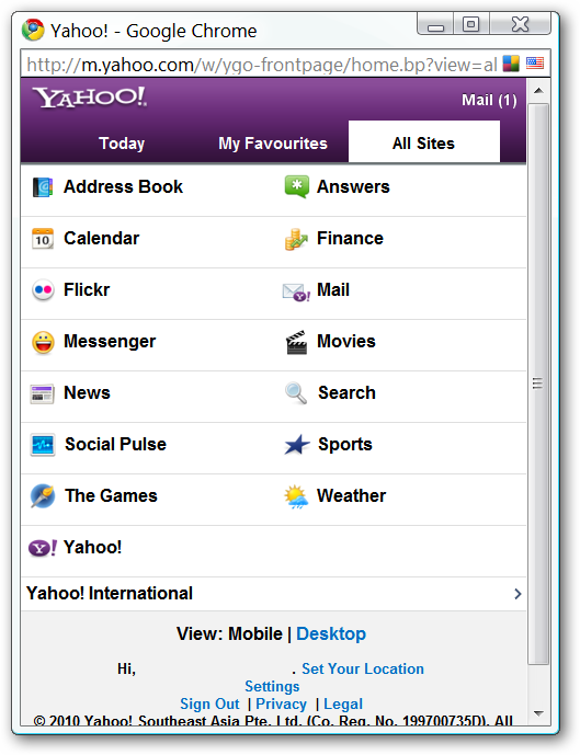 Access Yahoo! E-mail & Services in Chrome