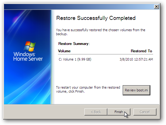 Restore Your PC from Windows Home Server