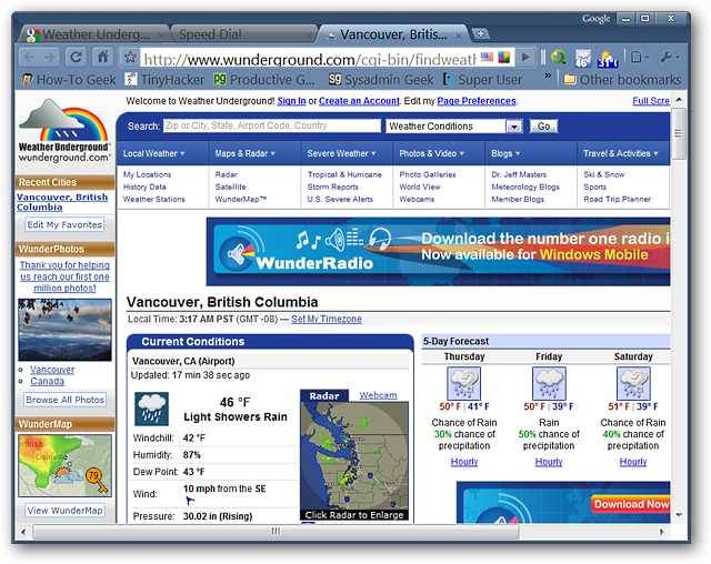 View Weather Underground Forecasts in Google Chrome