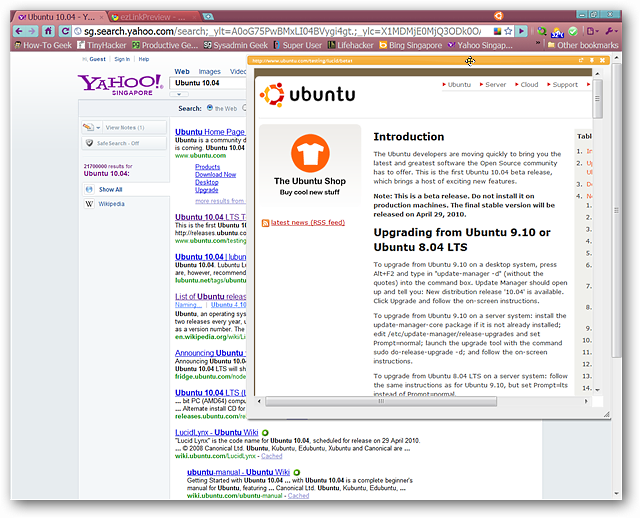Preview Links and Images in Google Chrome