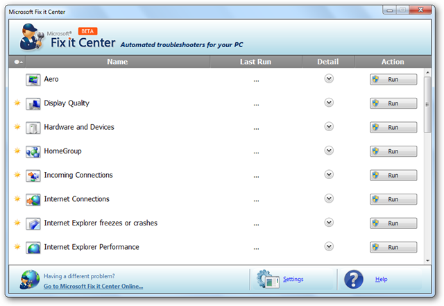 Fix Windows Computer Problems with Microsoft Fix it Center
