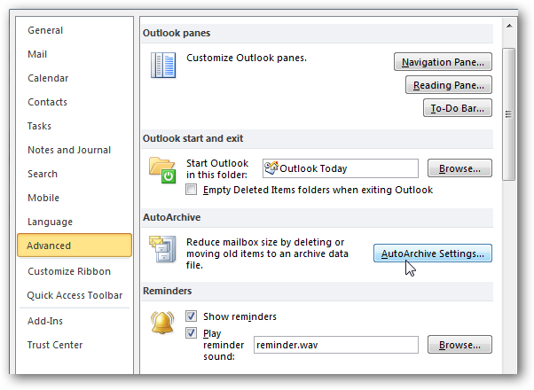 How to Manage AutoArchive in Outlook 2010
