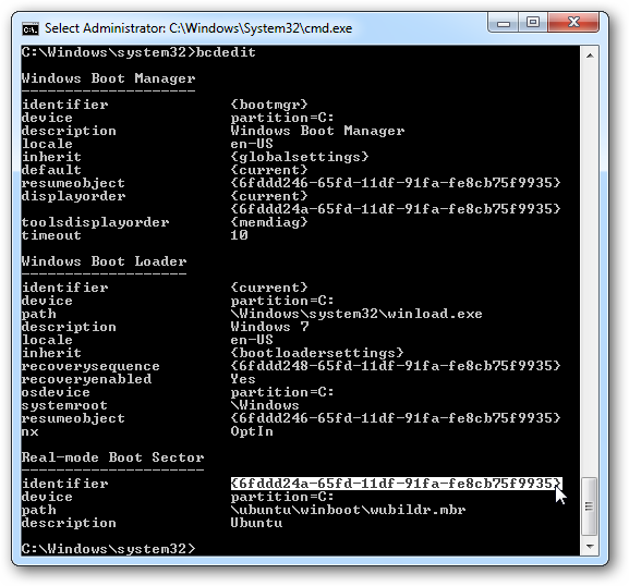 Remove Ubuntu or XP from the Windows 7 Boot Menu