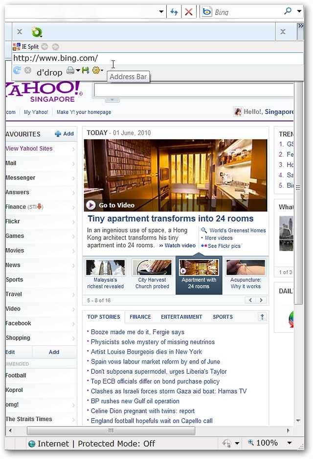 Split Internet Explorer into Dual-Panes