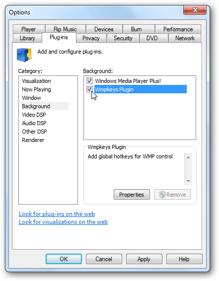 Add Global Hotkeys to Windows Media Player