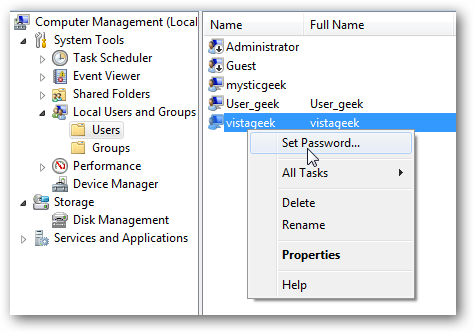 Using Local Users and Groups to Manage User Passwords in Windows 7
