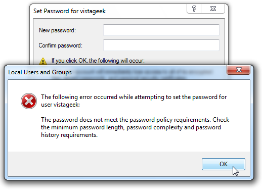 Using Local Users and Groups to Manage User Passwords in Windows 7