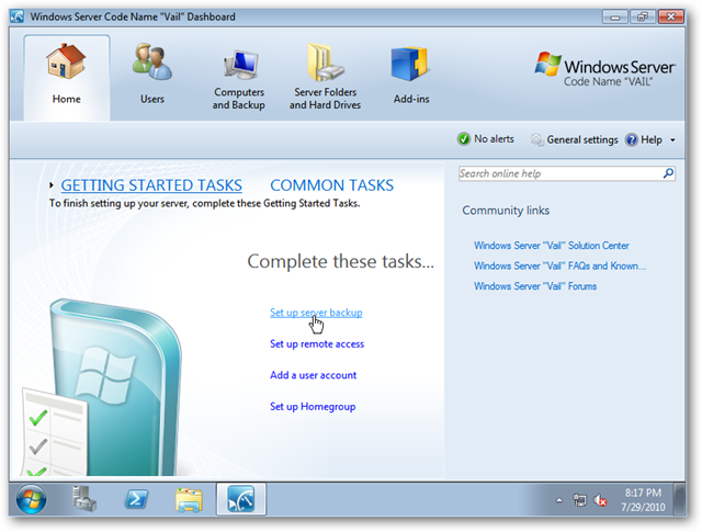 Screenshot Tour: Windows Home Server Beta 
