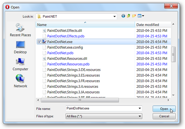 Change the Actions for File Types in Opera