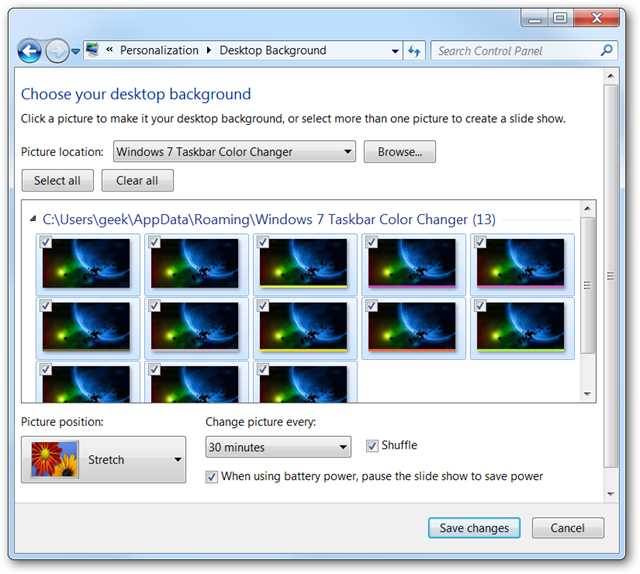 Change Your Windows 7 Taskbar Color the Easy Way (and Rotate Between ...