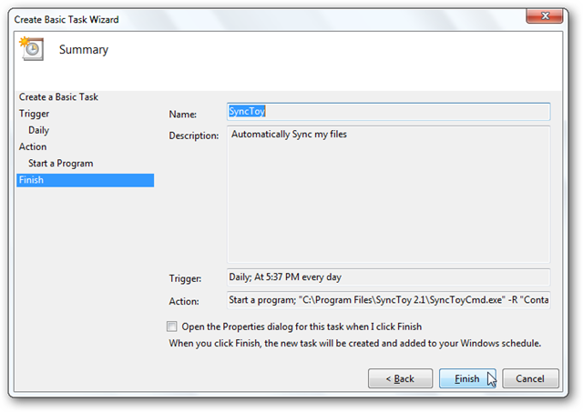 Schedule SyncToy to Run Automatically With Task Scheduler in Windows 7