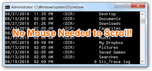 How to Scroll the Command Prompt Window with the Keyboard