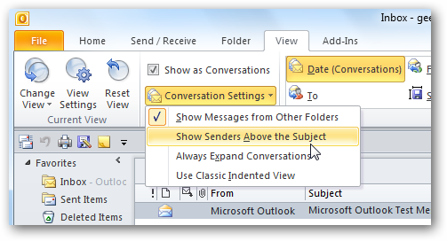 Using Conversation View in Outlook 2010