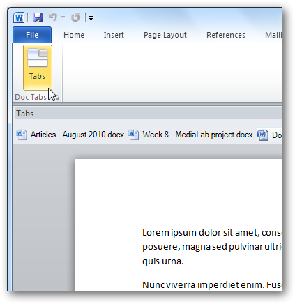 How to Add Tabbed Documents to Microsoft Word