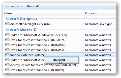 Revert Back to IE 8 from Internet Explorer 9 Beta